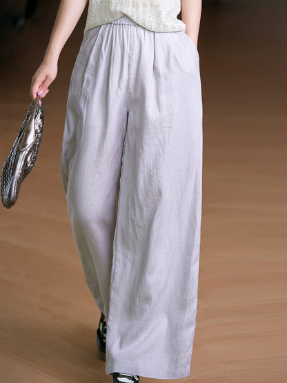 Pants Pure Straight Women 100%Linen Summer Color