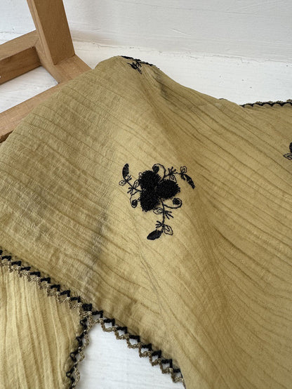 Women Embroidery Triangle Artsy Scarf Flower