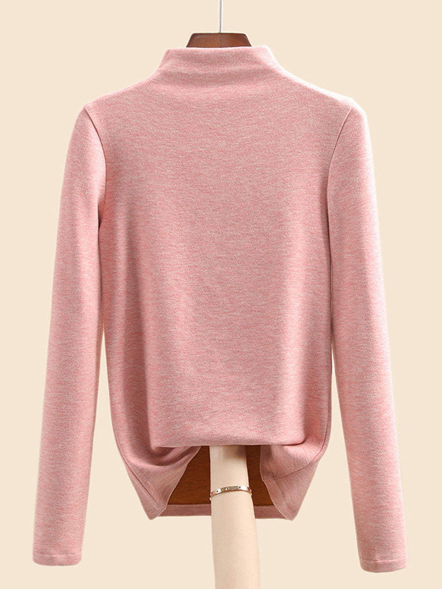 Autumn Half-Turtleneck Blouse Casual Women Warm Base