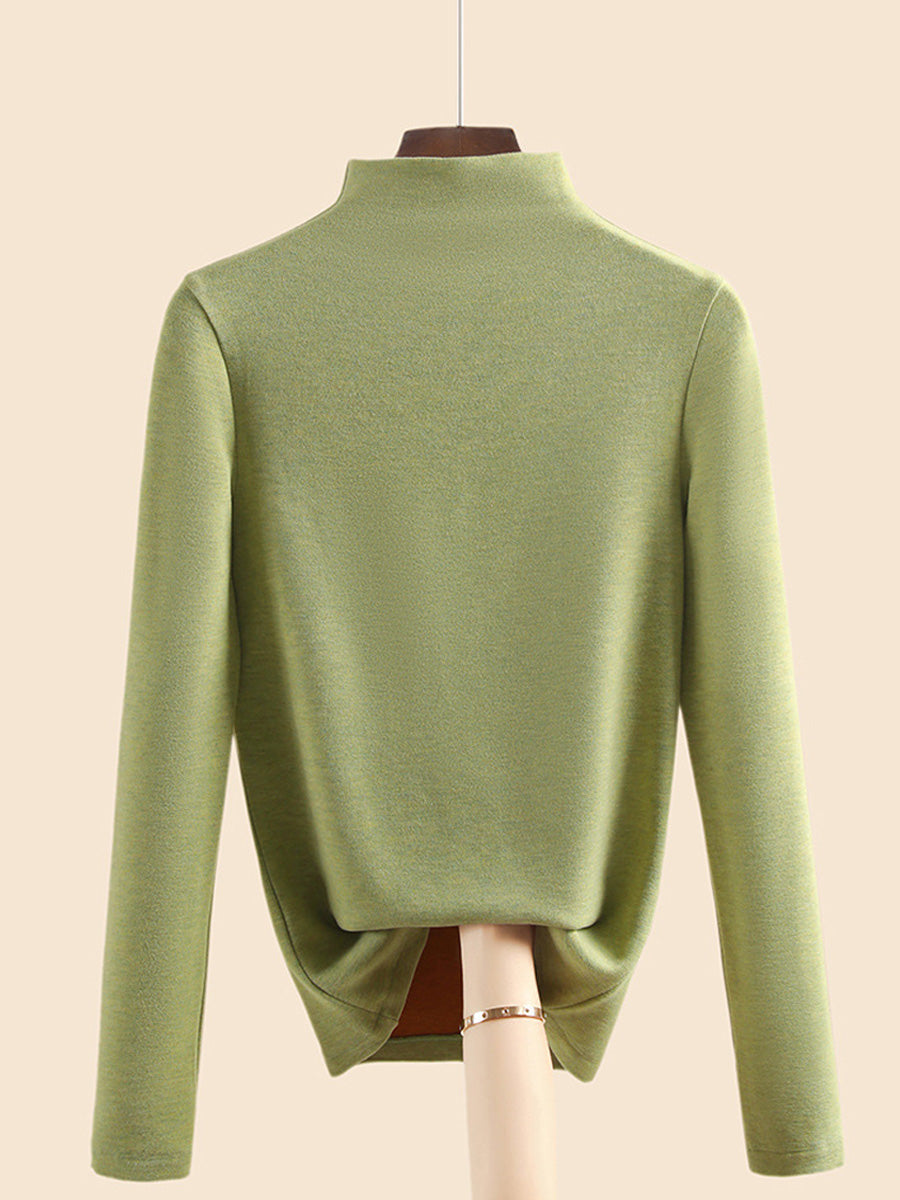 Autumn Half-Turtleneck Blouse Casual Women Warm Base