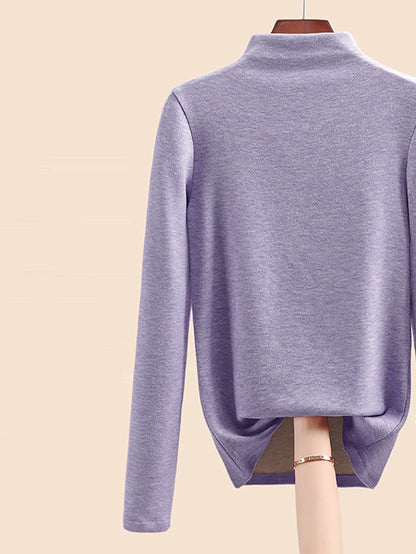 Autumn Half-Turtleneck Blouse Casual Women Warm Base