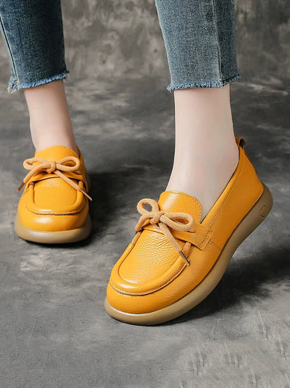 Vintage Shoes Leather Women Soft Flat Genuine