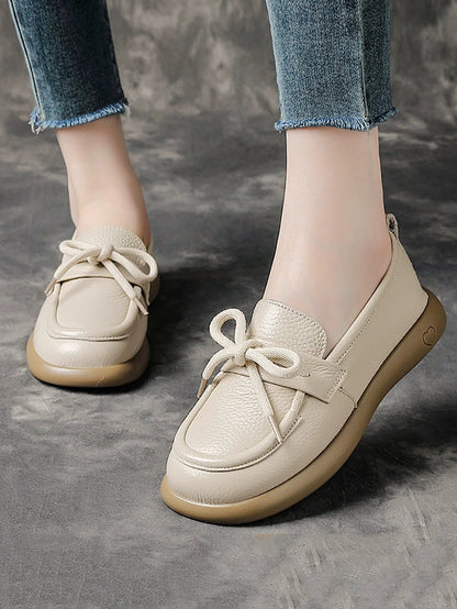 Vintage Shoes Leather Women Soft Flat Genuine