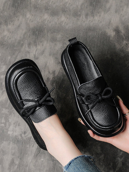 Vintage Shoes Leather Women Soft Flat Genuine