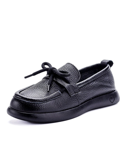Vintage Shoes Leather Women Soft Flat Genuine