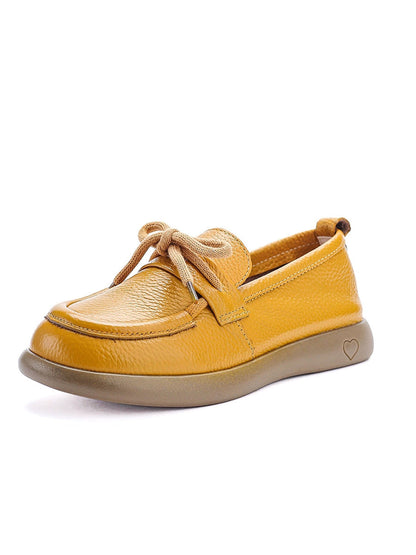Vintage Shoes Leather Women Soft Flat Genuine