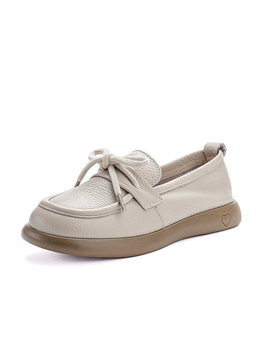 Vintage Shoes Leather Women Soft Flat Genuine