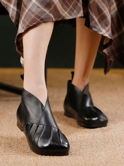 Spliced Shoes Leather Women Soft Autumn