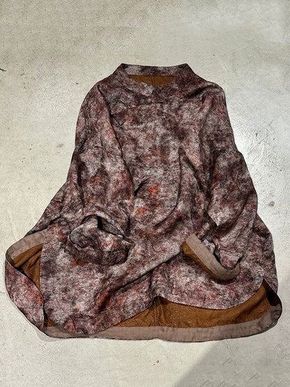 Women Collar Stand Shirt Ethnic Autumn Print