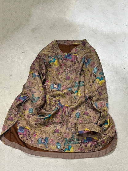 Women Collar Stand Shirt Ethnic Autumn Print