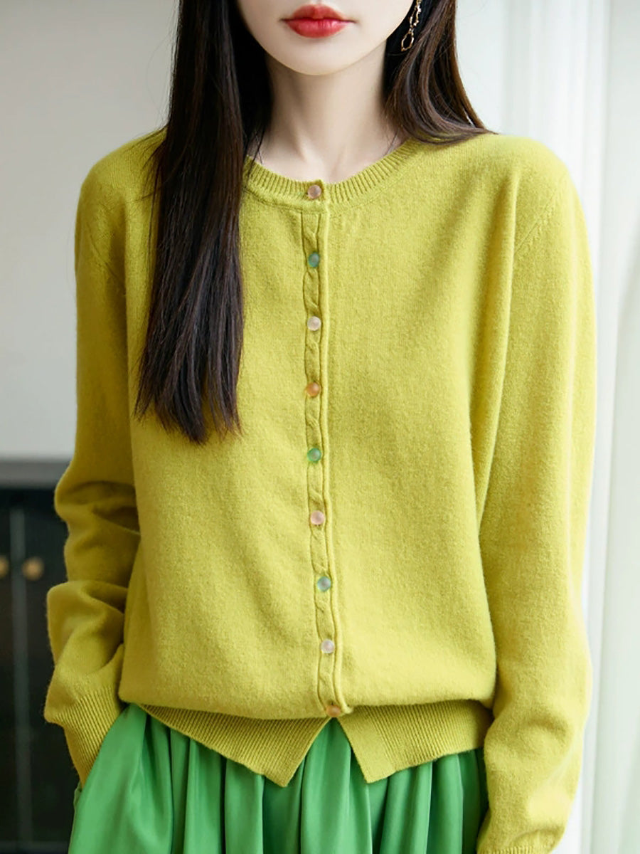 Sweater Casual Autumn Pure Knitted Color Women O-Neck