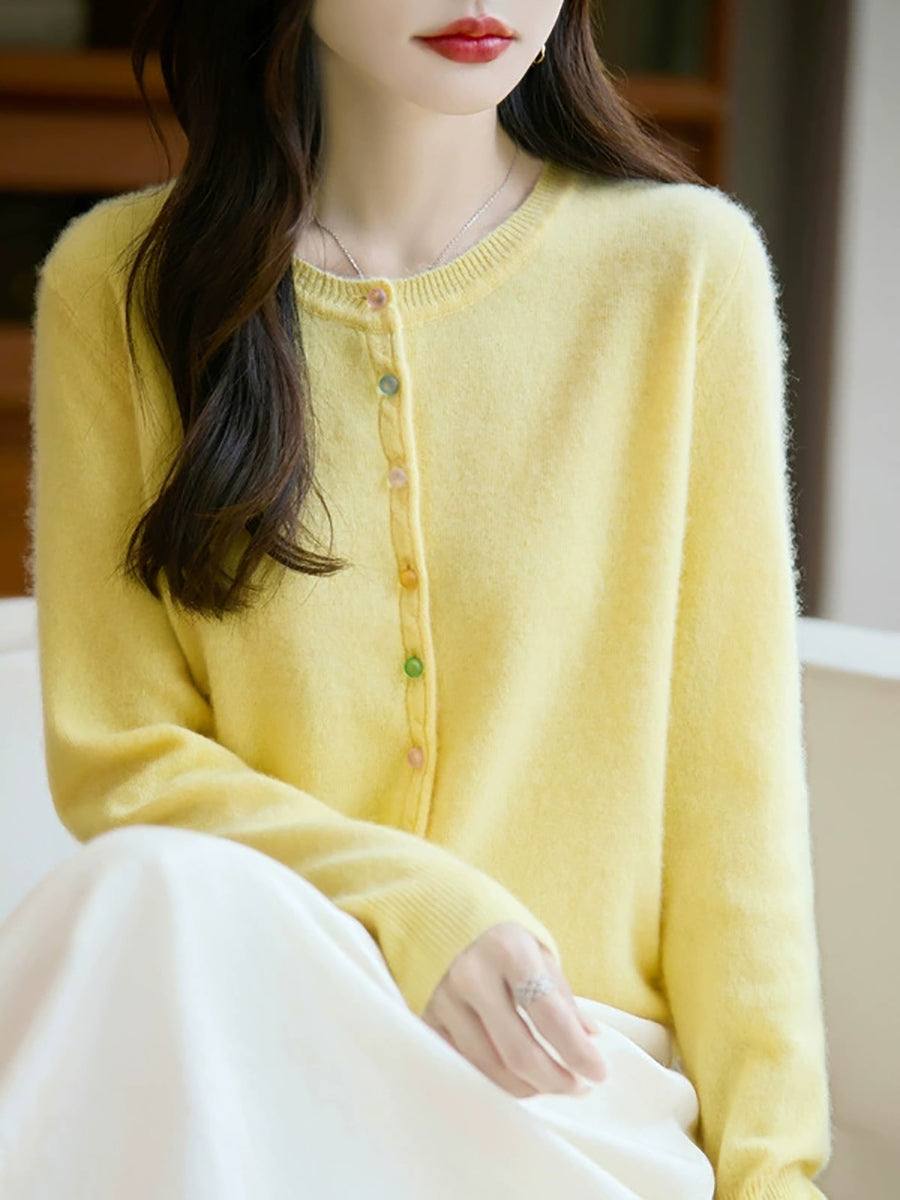 Sweater Casual Autumn Pure Knitted Color Women O-Neck