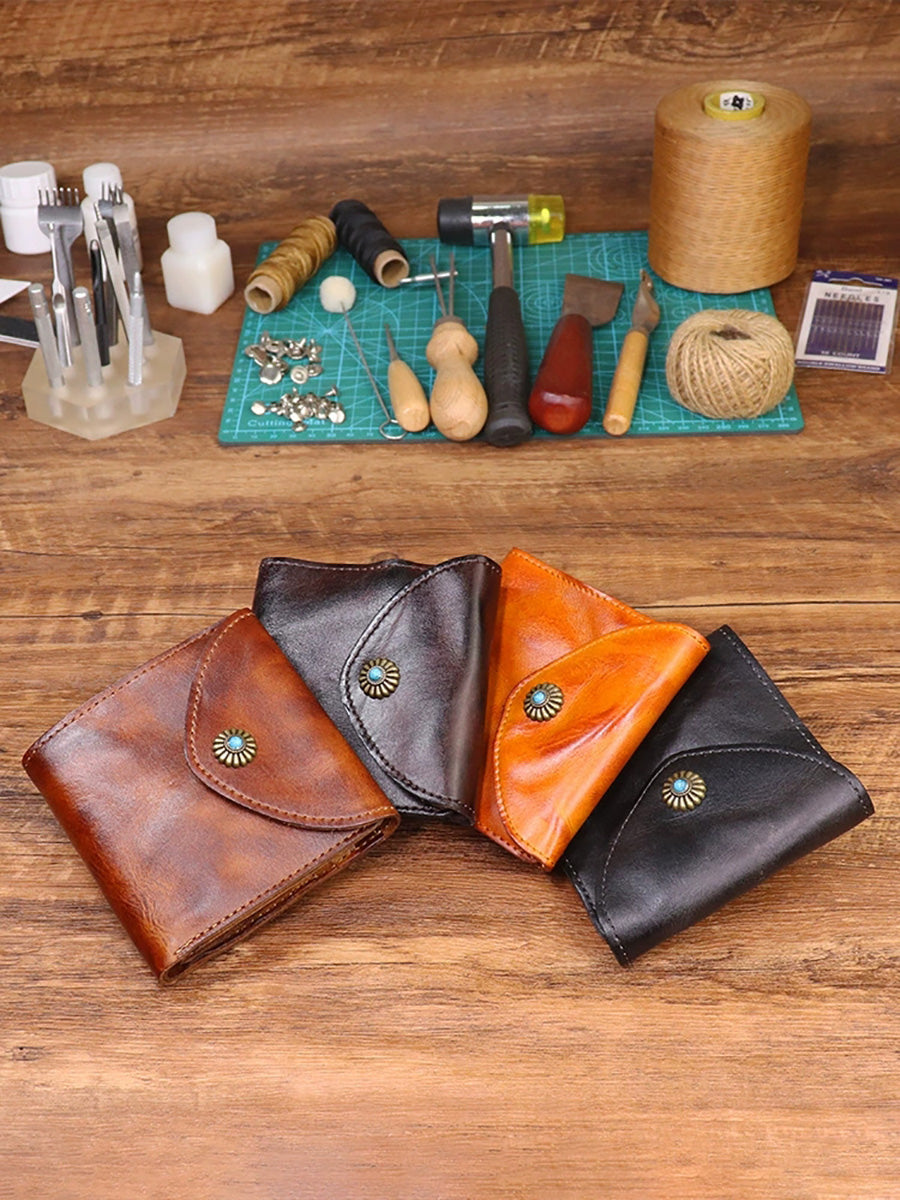Wallet Leather Retro Square Multifunctional