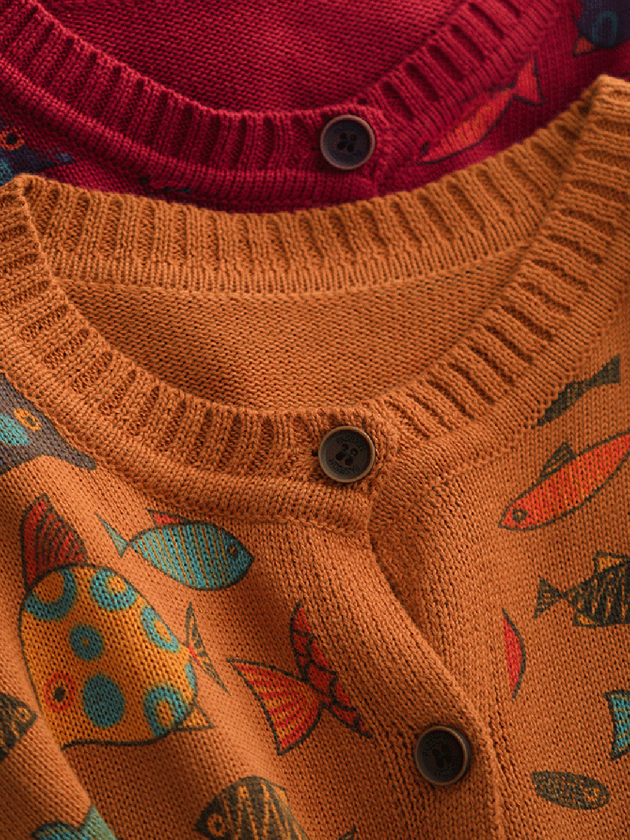 Fish Artsy Autumn O-Neck Sweater Cartoon Women