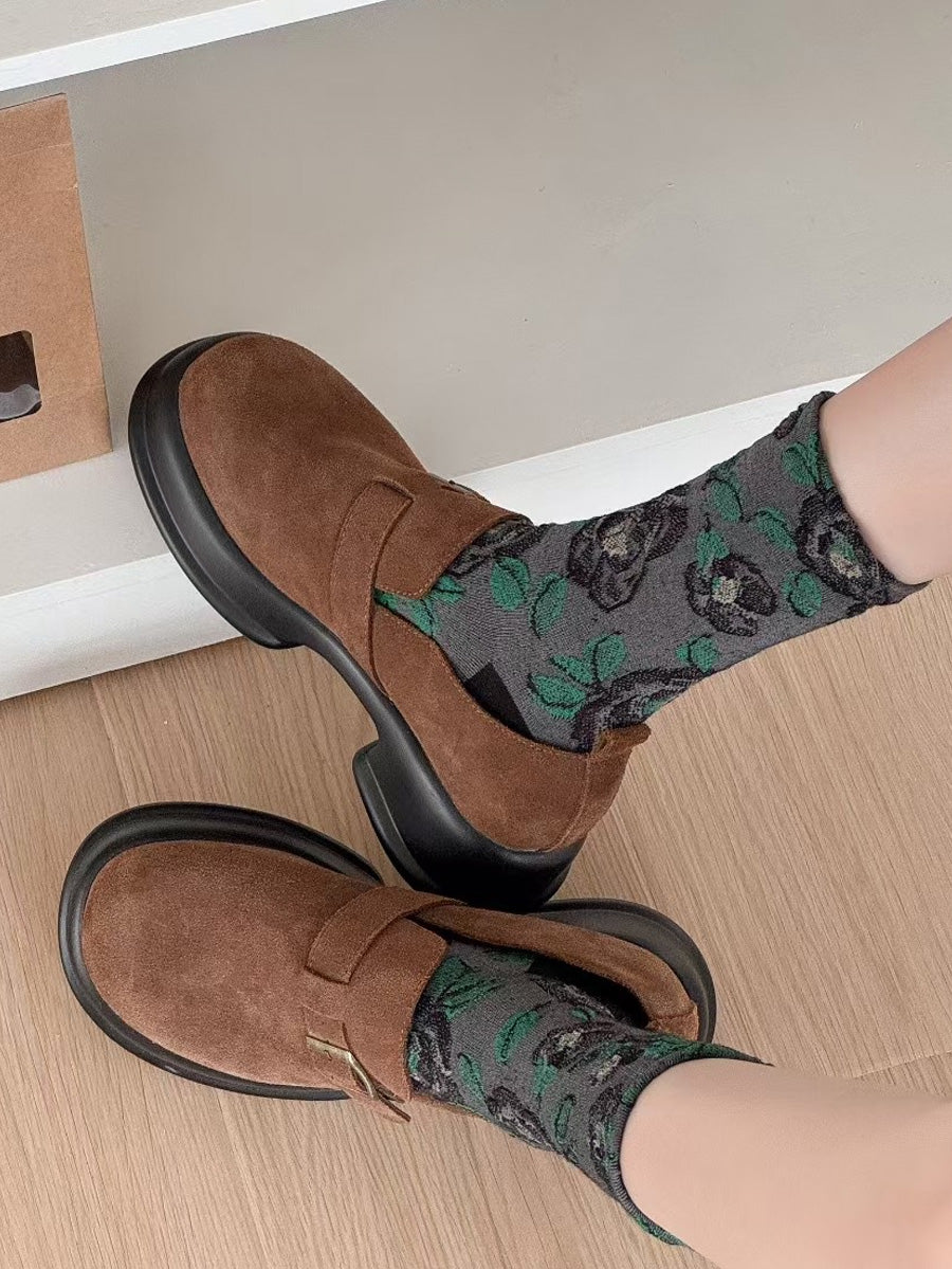 Autumn Socks Women 5 Artsy Flower Cotton Pairs Embossing