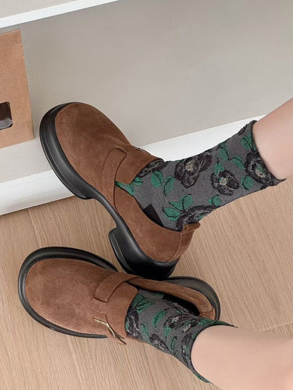 Autumn Socks Women 5 Artsy Flower Cotton Pairs Embossing