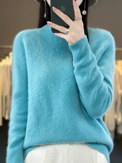 Pure Sweater Color Autumn Half-Turtleneck Women Casual