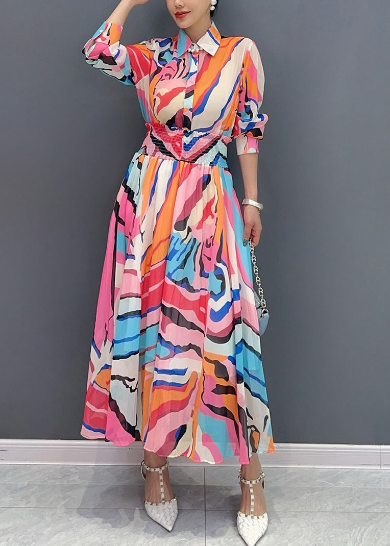 Fine Peter Pan Collar Print Chiffon Two Pieces Set Fall AO1058