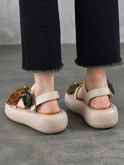 Sandals Vintage FLower Platform Leather Women