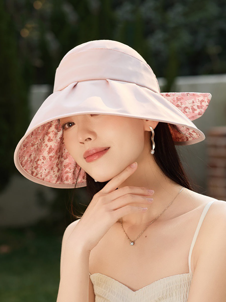 Floral Summer Sunproof Bowknot Women Artsy Hat