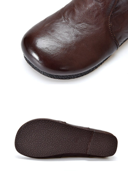 Autumn Women Soft Boots Leather Heel Low Genuine