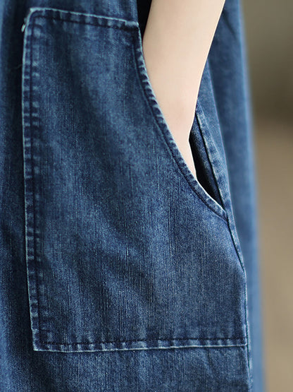 Women Casual Summer Solid Denim Vest Dress BN1012