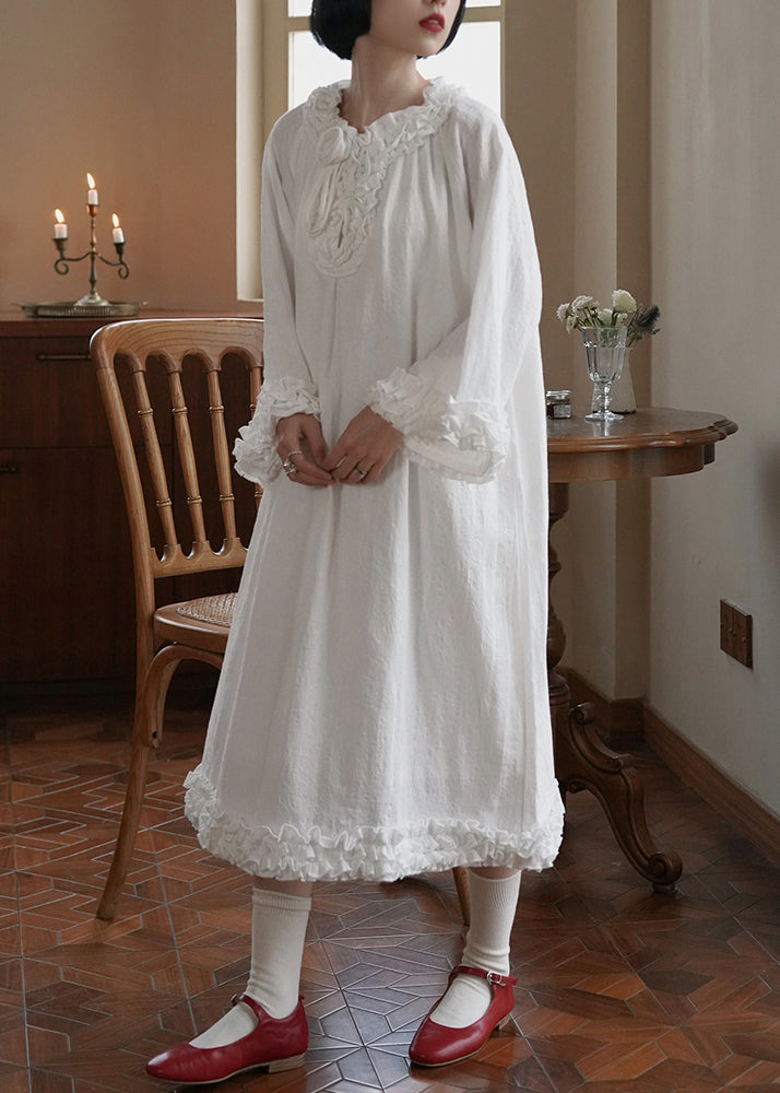 Design Black Ruffled Dress Original Cotton Patchwork Spring