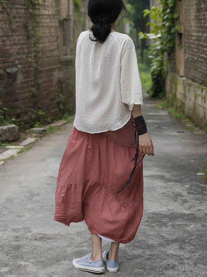 Women Summer Casual Solid Strap Jacquard Shirt FG1040