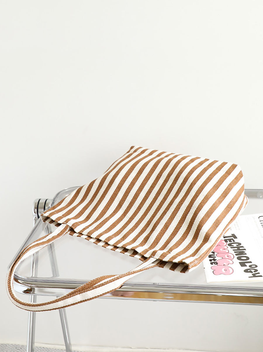 Casual Women Stripe Shoulder Canvas Bag