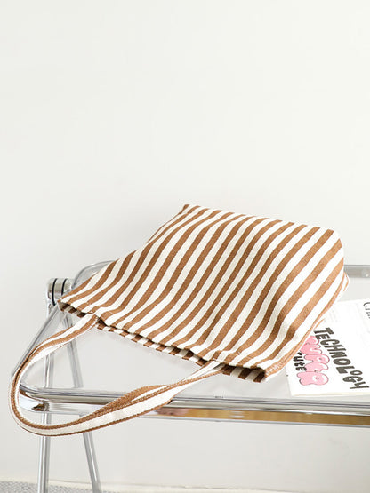 Casual Women Stripe Shoulder Canvas Bag