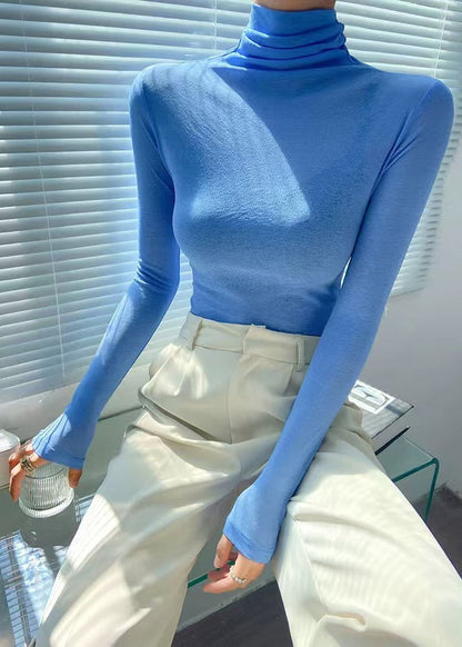 French Rose Hign Neck Slim Fit Woolen Knit Pullover Fall RV033