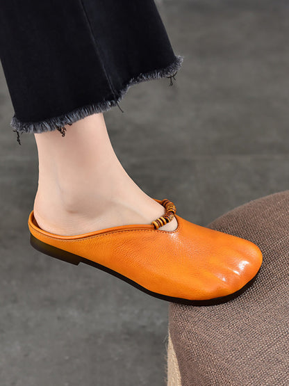 Summer Vintage Leather Soft Sandals Women