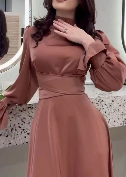 2025 Dress Elegant Silk Cinching Waist Autumn Long