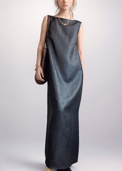 Open Side Sleeveless Long Back Elegant Red Dress Pockets Silk