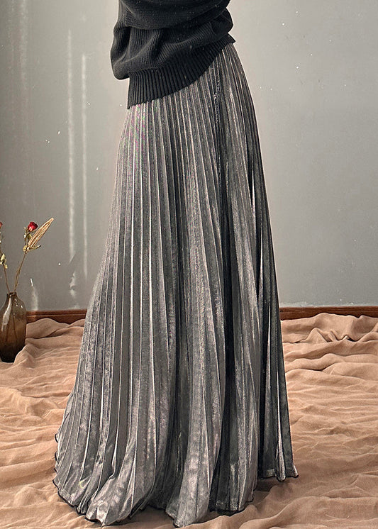 Elastic Casual Silvery Spring A Waist Line Skirt