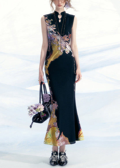 Tulle Long Slim Summer Hollow Fit Dresses Black Out