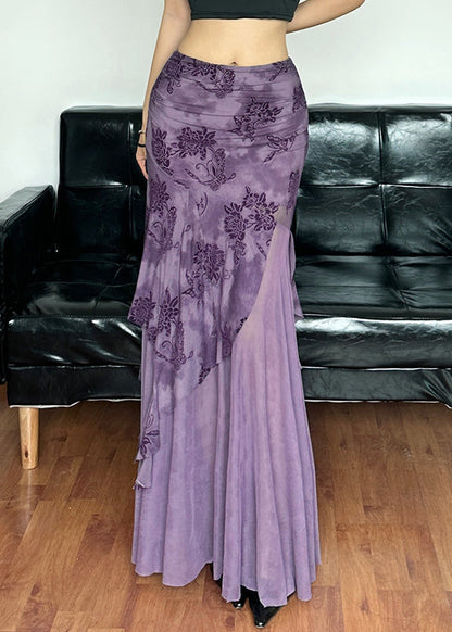 Tulle Skirts Purple Tops Novelty And Lace Patchwork Up Two-Piece