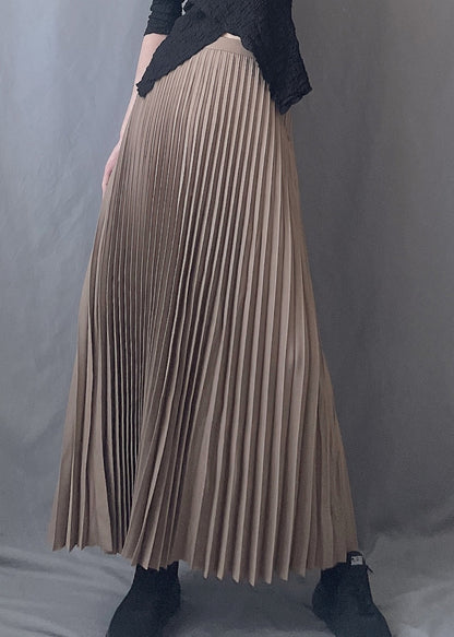 Elastic A Line Chocolate Waist Skirts Wrinkled Art Spring