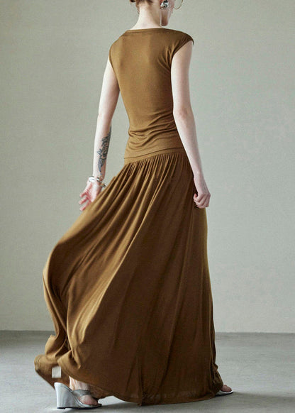 Pieces Wrinkled Brown Set Original Cotton Two Design Simple