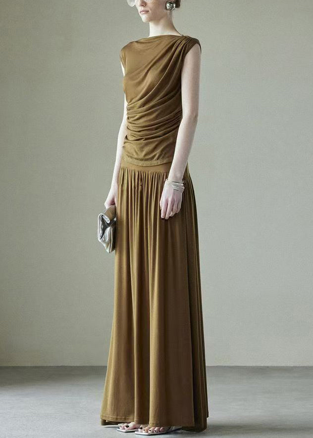 Pieces Wrinkled Brown Set Original Cotton Two Design Simple