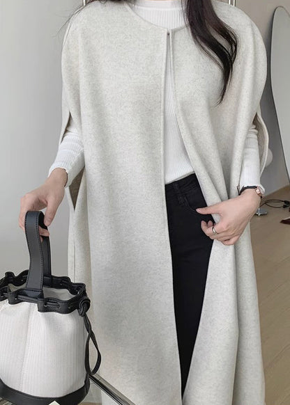 Oversized Pockets Sleeveless Woolen Coats Women Black