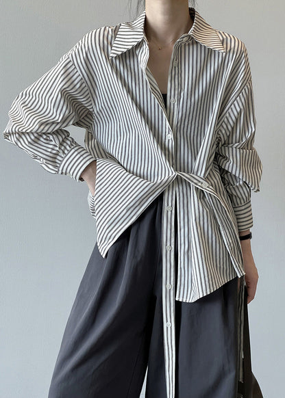 Pan Cotton Collar Fall Striped Peter French Shirt Button