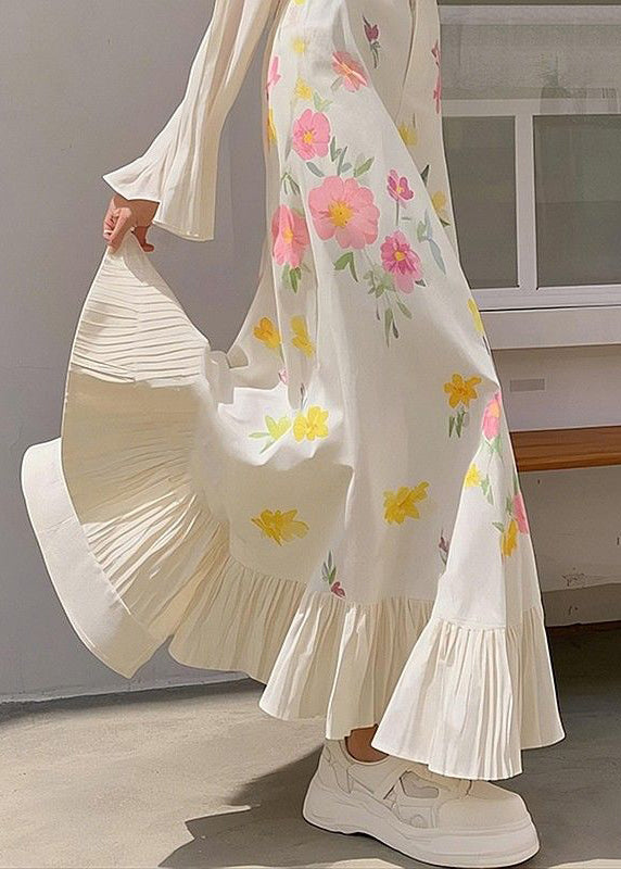 Pink Cotton Waist New Spring Skirts High Print Wrinkled