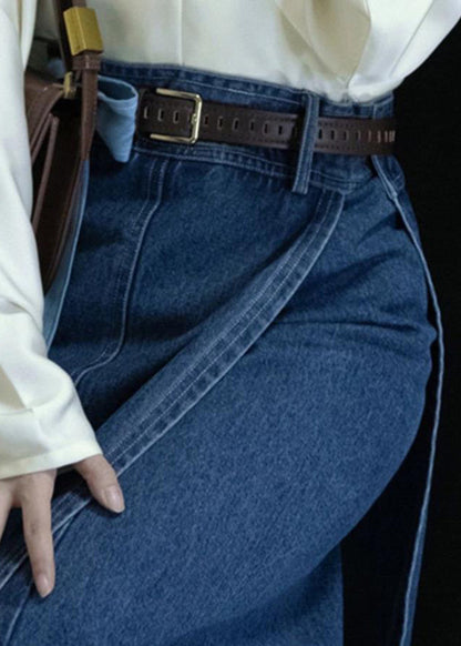 New Blue Waist Spring Denim High Open Skirts Side
