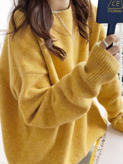 Dreamy Loose Purple Round-Neck Long Sleeves Sweater QX008