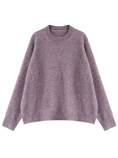 Dreamy Loose Purple Round-Neck Long Sleeves Sweater QX008