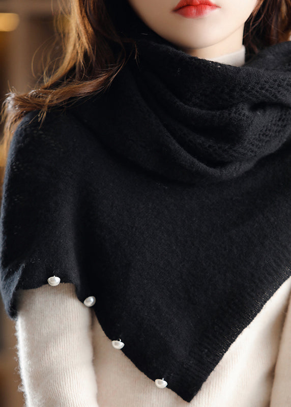 Simple Camel V Neck Button Hollow Out Knit Cape Fall WV025