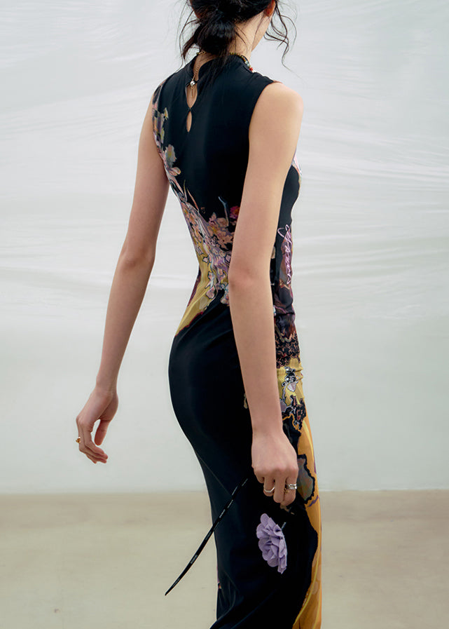 Tulle Long Slim Summer Hollow Fit Dresses Black Out