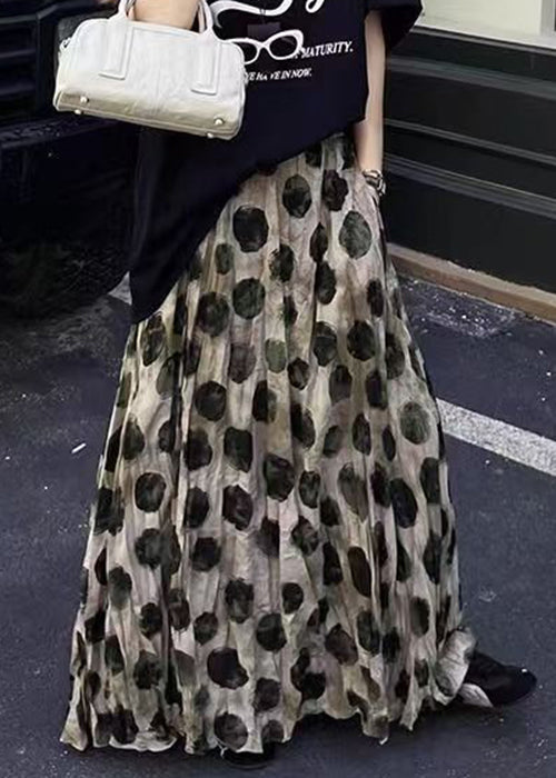 Loose Skirt Pockets Cotton Apricot Summer Dot