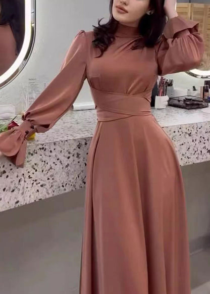 2025 Dress Elegant Silk Cinching Waist Autumn Long